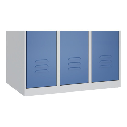 C+P Doppelstock-Spind Classic PLUS, 4 Abteile, 1850x1000x500mm, 7035/6011 Verschluss Sicherheits-Drehriegel