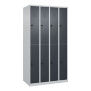 C+P Doppelstock-Spind Classic PLUS, 4 Abteile, 1850x1000x500mm, 7035/7016 Verschluss Sicherheits-Drehriegel