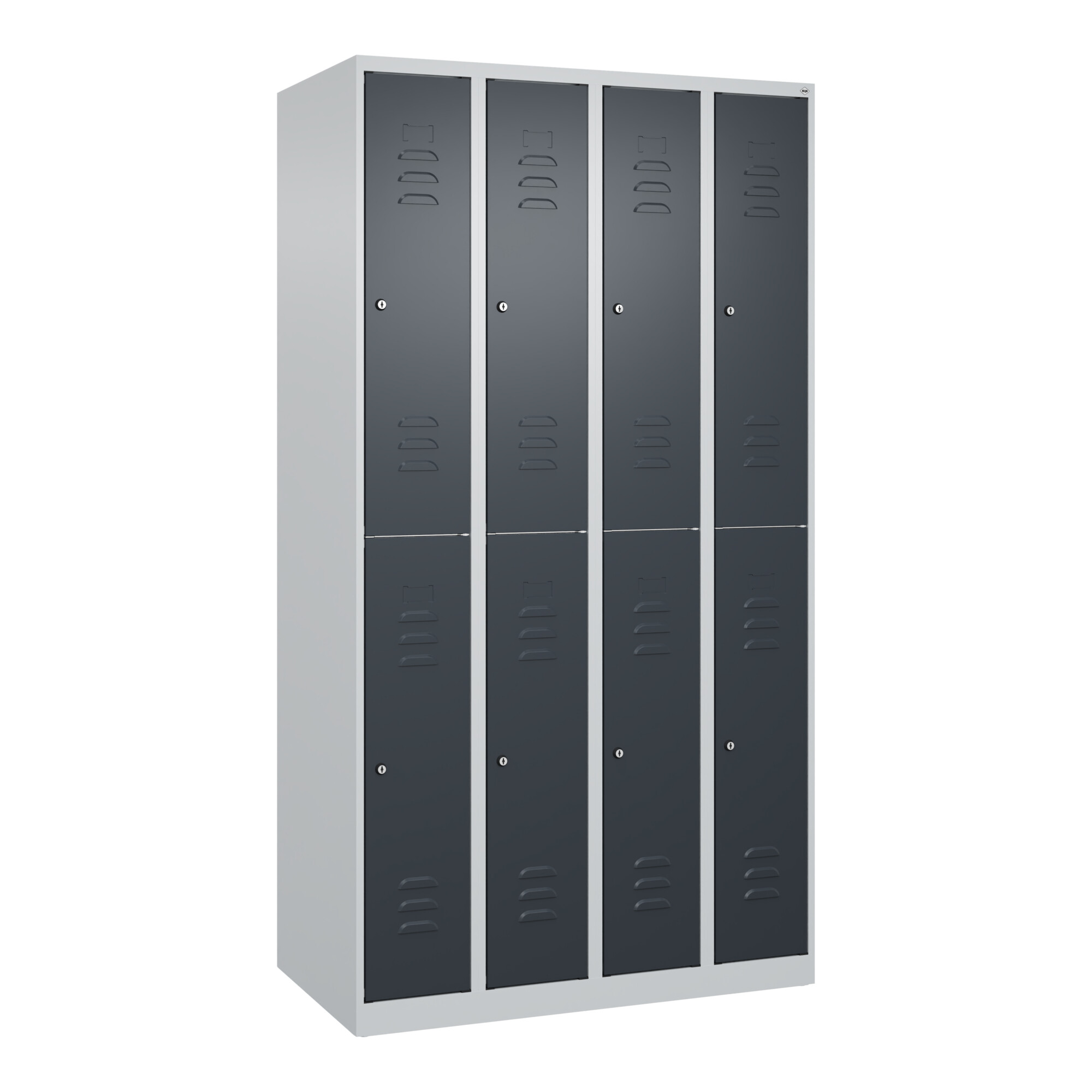 C+P Doppelstock-Spind Classic PLUS, 4 Abteile, 1850x1000x500mm, 7035/7016 Verschluss Zylinderschloss ; C + P Möbelsysteme