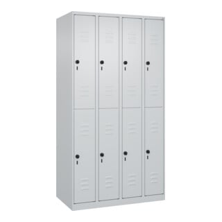 C+P Doppelstock-Spind Classic PLUS, 4 Abteile, 1850x1000x500mm, 7035/7035 Verschluss Sicherheits-Drehriegel