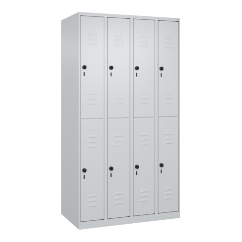 C+P Doppelstock-Spind Classic PLUS, 4 Abteile, 1850x1000x500mm, 7035/7035 Verschluss Sicherheits-Drehriegel