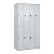 C+P Doppelstock-Spind Classic PLUS, 4 Abteile, 1850x1000x500mm, 7035/7035 Verschluss Sicherheits-Drehriegel