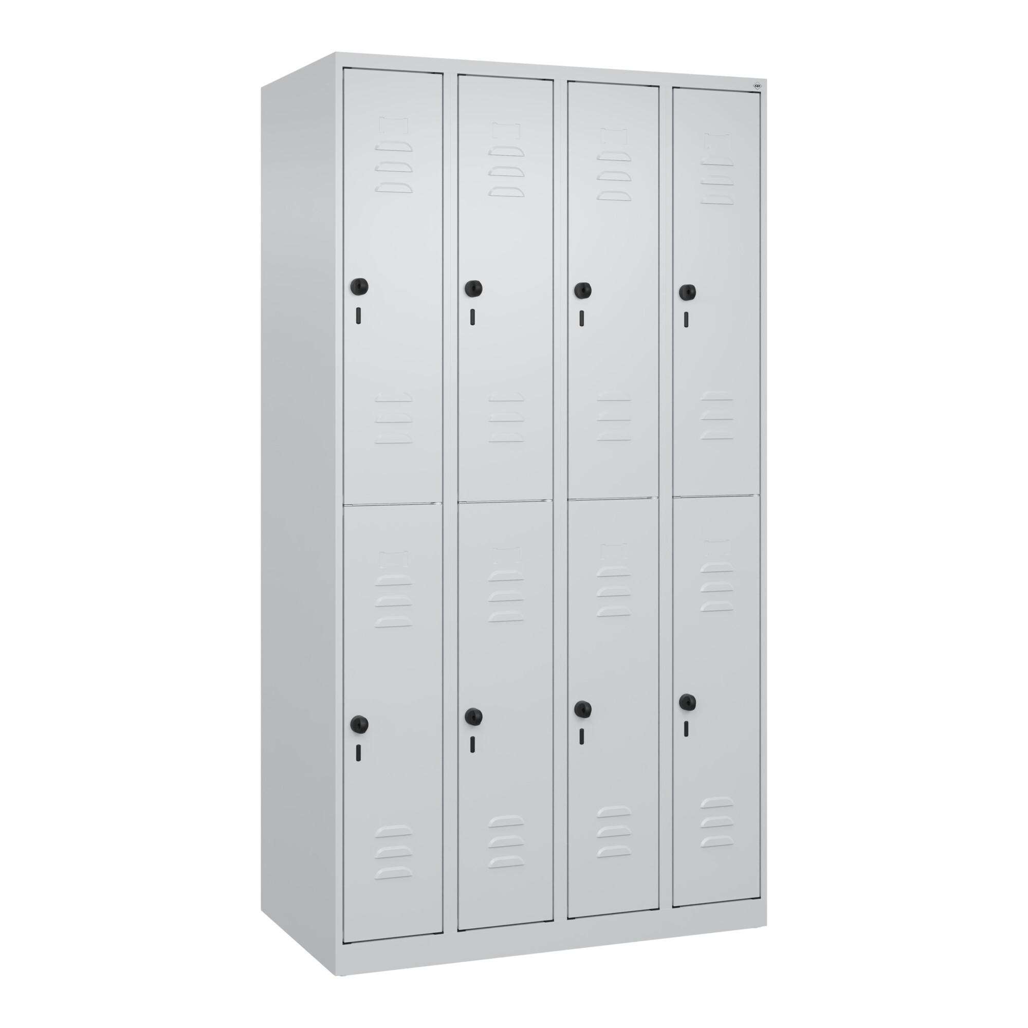 C+P Doppelstock-Spind Classic PLUS, 4 Abteile, 1850x1000x500mm, 7035/7035 Verschluss Sicherheits-Drehriegel ; C + P Möbelsysteme