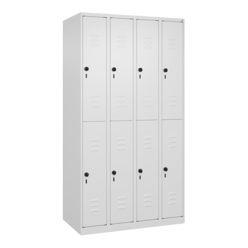 C+P Doppelstock-Spind Classic PLUS, 4 Abteile, 1850x1000x500mm, 9016/9016 Verschluss Sicherheits-Drehriegel