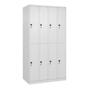 C+P Doppelstock-Spind Classic PLUS, 4 Abteile, 1850x1000x500mm, 9016/9016 Verschluss Sicherheits-Drehriegel
