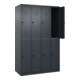 C+P Doppelstock-Spind Classic PLUS, 4 Abteile, 1850x1200x500mm, 7016/7016 Verschluss Sicherheits-Drehriegel-2