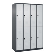 C+P Doppelstock-Spind Classic PLUS, 4 Abteile, 1850x1200x500mm, 7016/7035 Verschluss Sicherheits-Drehriegel