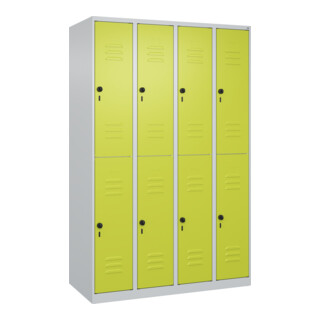 C+P Doppelstock-Spind Classic PLUS, 4 Abteile, 1850x1200x500mm, 7035/0024 Verschluss Sicherheits-Drehriegel