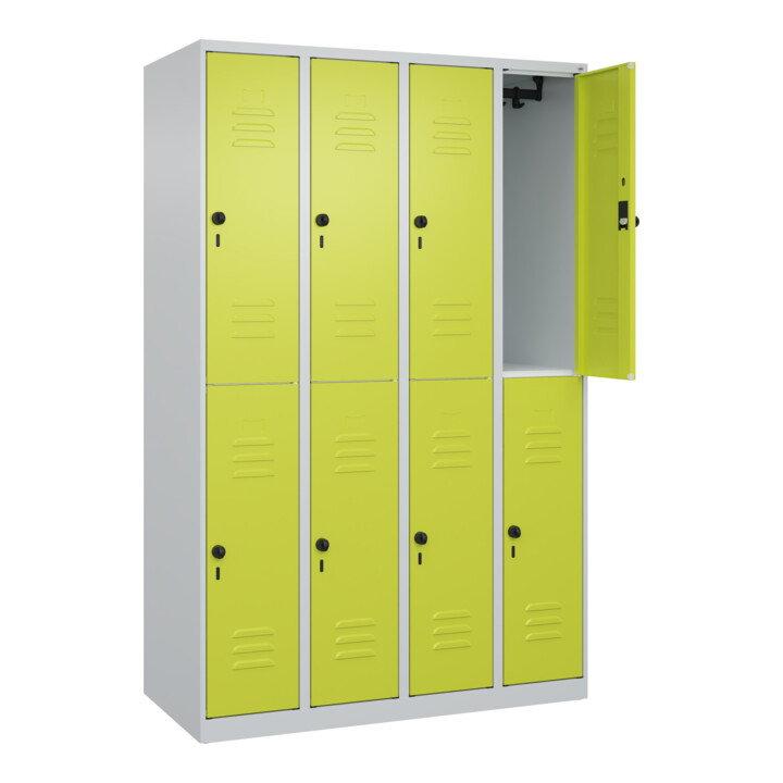 C+P Doppelstock-Spind Classic PLUS, 4 Abteile, 1850x1200x500mm, 7035/0024 Verschluss Sicherheits-Drehriegel