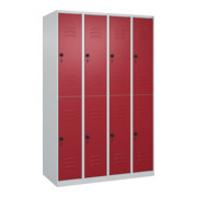 C+P Doppelstock-Spind Classic PLUS, 4 Abteile, 1850x1200x500mm, 7035/3003 Verschluss Sicherheits-Drehriegel