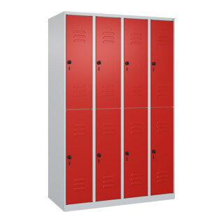 C+P Doppelstock-Spind Classic PLUS, 4 Abteile, 1850x1200x500mm, 7035/3020 Verschluss Sicherheits-Drehriegel