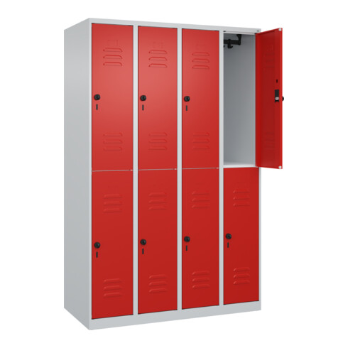 C+P Doppelstock-Spind Classic PLUS, 4 Abteile, 1850x1200x500mm, 7035/3020 Verschluss Sicherheits-Drehriegel