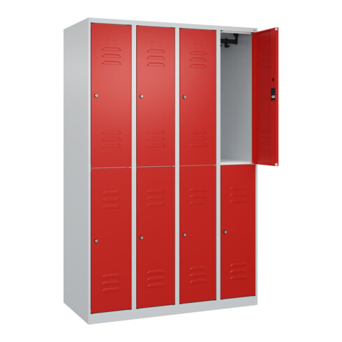 C+P Doppelstock-Spind Classic PLUS, 4 Abteile, 1850x1200x500mm, 7035/3020 Verschluss Zylinderschloss