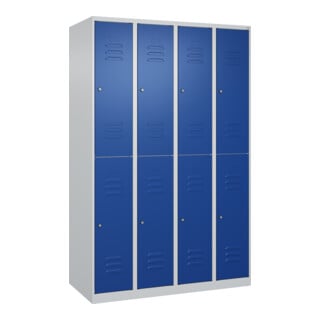 C+P Doppelstock-Spind Classic PLUS, 4 Abteile, 1850x1200x500mm, 7035/5010 Verschluss Zylinderschloss