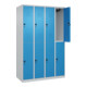 C+P Doppelstock-Spind Classic PLUS, 4 Abteile, 1850x1200x500mm, 7035/5012 Verschluss Sicherheits-Drehriegel-2