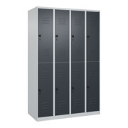 C+P Doppelstock-Spind Classic PLUS, 4 Abteile, 1850x1200x500mm, 7035/7016 Verschluss Sicherheits-Drehriegel