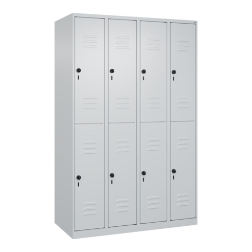 C+P Doppelstock-Spind Classic PLUS, 4 Abteile, 1850x1200x500mm, 7035/7035 Verschluss Sicherheits-Drehriegel