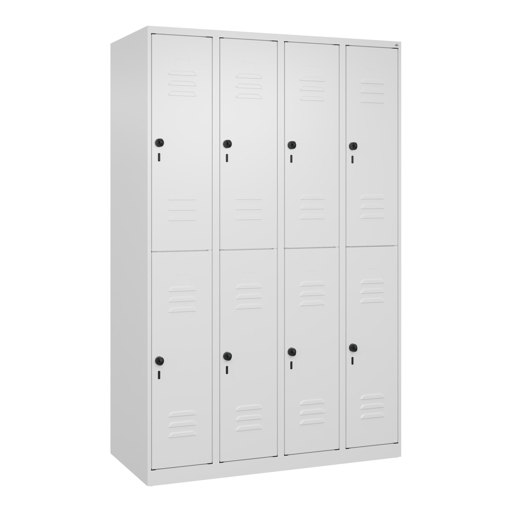 C+P Doppelstock-Spind Classic PLUS, 4 Abteile, 1850x1200x500mm, 9016/9016 Verschluss Sicherheits-Drehriegel ; C + P Möbelsysteme