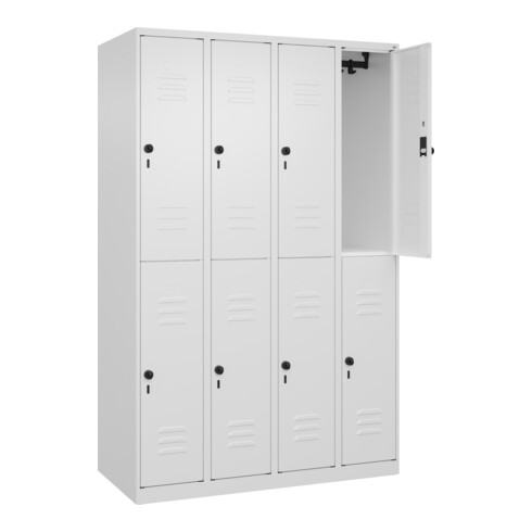 C+P Doppelstock-Spind Classic PLUS, 4 Abteile, 1850x1200x500mm, 9016/9016 Verschluss Sicherheits-Drehriegel