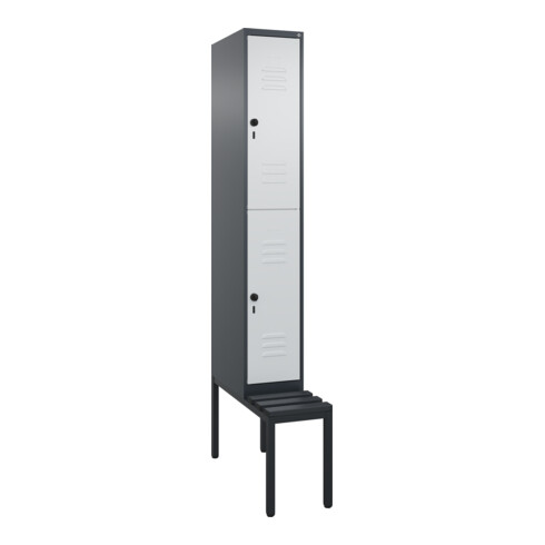 C+P Doppelstock-Spind Classic PLUS, Bank, 1 Abteil, 2120x300x815mm, 7016/7035 Verschluss Sicherheits-Drehriegel Sitzbanktyp untergebaut Material Sitzfläche Kunststoff