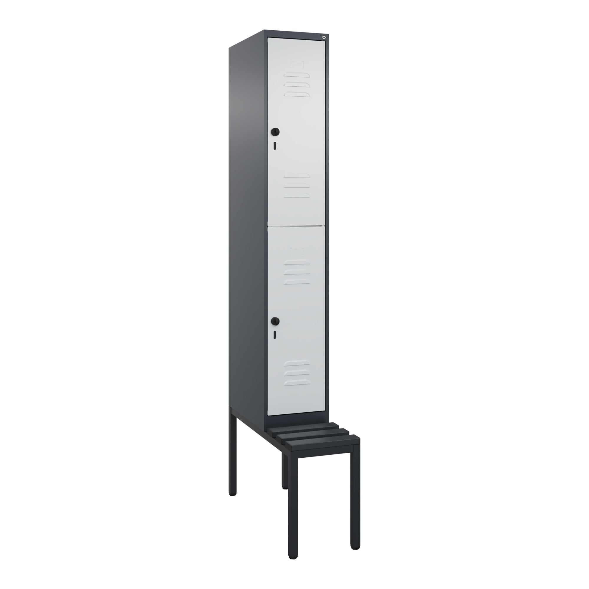 C+P Doppelstock-Spind Classic PLUS, Bank, 1 Abteil, 2120x300x815mm, 7016/7035 Verschluss Sicherheits-Drehriegel Sitzbanktyp untergebaut Material Sitzf