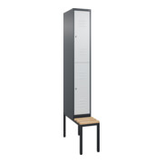 C+P Doppelstock-Spind Classic PLUS, Bank, 1 Abteil, 2120x300x815mm, 7016/7035 Verschluss Zylinderschloss Sitzbanktyp untergebaut Material Sitzfläche Buche-Hartholz