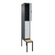 C+P Doppelstock-Spind Classic PLUS, Bank, 1 Abteil, 2120x300x815mm, 7016/7035 Verschluss Zylinderschloss Sitzbanktyp untergebaut Material Sitzfläche Buche-Hartholz-2