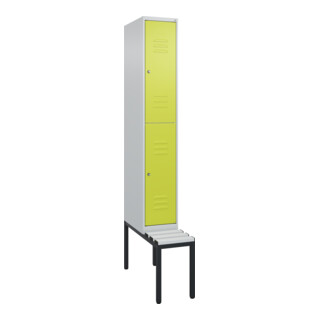 C+P Doppelstock-Spind Classic PLUS, Bank, 1 Abteil, 2120x300x815mm, 7035/0024 Verschluss Zylinderschloss Sitzbanktyp untergebaut Material Sitzfläche Kunststoff