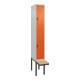 C+P Doppelstock-Spind Classic PLUS, Bank, 1 Abteil, 2120x300x815mm, 7035/2004 Verschluss Sicherheits-Drehriegel Sitzbanktyp auskragend Material Sitzfläche Buche-Hartholz-1