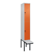 C+P Doppelstock-Spind Classic PLUS, Bank, 1 Abteil, 2120x300x815mm, 7035/2004 Verschluss Sicherheits-Drehriegel Sitzbanktyp auskragend Material Sitzfläche Kunststoff