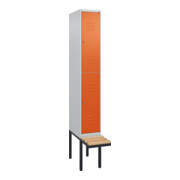 C+P Doppelstock-Spind Classic PLUS, Bank, 1 Abteil, 2120x300x815mm, 7035/2004 Verschluss Zylinderschloss Sitzbanktyp auskragend Material Sitzfläche Buche-Hartholz