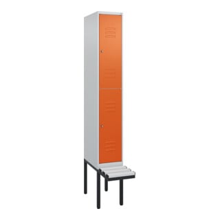 C+P Doppelstock-Spind Classic PLUS, Bank, 1 Abteil, 2120x300x815mm, 7035/2004 Verschluss Zylinderschloss Sitzbanktyp auskragend Material Sitzfläche Kunststoff