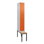 C+P Doppelstock-Spind Classic PLUS, Bank, 1 Abteil, 2120x300x815mm, 7035/2004 Verschluss Zylinderschloss Sitzbanktyp untergebaut Material Sitzfläche Buche-Hartholz