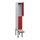 C+P Doppelstock-Spind Classic PLUS, Bank, 1 Abteil, 2120x300x815mm, 7035/3003 Verschluss Zylinderschloss Sitzbanktyp auskragend Material Sitzfläche Buche-Hartholz