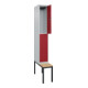 C+P Doppelstock-Spind Classic PLUS, Bank, 1 Abteil, 2120x300x815mm, 7035/3003 Verschluss Zylinderschloss Sitzbanktyp untergebaut Material Sitzfläche Buche-Hartholz-2