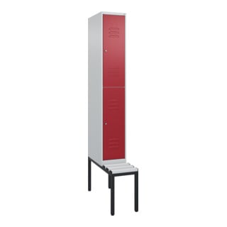 C+P Doppelstock-Spind Classic PLUS, Bank, 1 Abteil, 2120x300x815mm, 7035/3003 Verschluss Zylinderschloss Sitzbanktyp untergebaut Material Sitzfläche Kunststoff