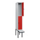 C+P Doppelstock-Spind Classic PLUS, Bank, 1 Abteil, 2120x300x815mm, 7035/3020 Verschluss Sicherheits-Drehriegel Sitzbanktyp auskragend Material Sitzfläche Kunststoff