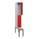 C+P Doppelstock-Spind Classic PLUS, Bank, 1 Abteil, 2120x300x815mm, 7035/3020 Verschluss Zylinderschloss Sitzbanktyp untergebaut Material Sitzfläche Buche-Hartholz-2