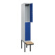 C+P Doppelstock-Spind Classic PLUS, Bank, 1 Abteil, 2120x300x815mm, 7035/5010 Verschluss Zylinderschloss Sitzbanktyp auskragend Material Sitzfläche Buche-Hartholz-2