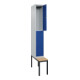 C+P Doppelstock-Spind Classic PLUS, Bank, 1 Abteil, 2120x300x815mm, 7035/5010 Verschluss Zylinderschloss Sitzbanktyp untergebaut Material Sitzfläche Buche-Hartholz-2