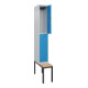 C+P Doppelstock-Spind Classic PLUS, Bank, 1 Abteil, 2120x300x815mm, 7035/5012 Verschluss Zylinderschloss Sitzbanktyp untergebaut Material Sitzfläche Buche-Hartholz-2