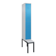 C+P Doppelstock-Spind Classic PLUS, Bank, 1 Abteil, 2120x300x815mm, 7035/5012 Verschluss Zylinderschloss Sitzbanktyp untergebaut Material Sitzfläche Kunststoff
