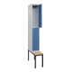 C+P Doppelstock-Spind Classic PLUS, Bank, 1 Abteil, 2120x300x815mm, 7035/5023 Verschluss Zylinderschloss Sitzbanktyp untergebaut Material Sitzfläche Buche-Hartholz-2
