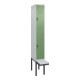 C+P Doppelstock-Spind Classic PLUS, Bank, 1 Abteil, 2120x300x815mm, 7035/6011 Verschluss Sicherheits-Drehriegel Sitzbanktyp auskragend Material Sitzfläche Kunststoff-1