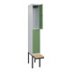 C+P Doppelstock-Spind Classic PLUS, Bank, 1 Abteil, 2120x300x815mm, 7035/6011 Verschluss Zylinderschloss Sitzbanktyp auskragend Material Sitzfläche Buche-Hartholz-2