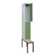 C+P Doppelstock-Spind Classic PLUS, Bank, 1 Abteil, 2120x300x815mm, 7035/6011 Verschluss Zylinderschloss Sitzbanktyp untergebaut Material Sitzfläche Buche-Hartholz-2