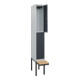 C+P Doppelstock-Spind Classic PLUS, Bank, 1 Abteil, 2120x300x815mm, 7035/7016 Verschluss Zylinderschloss Sitzbanktyp auskragend Material Sitzfläche Buche-Hartholz-2