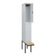 C+P Doppelstock-Spind Classic PLUS, Bank, 1 Abteil, 2120x300x815mm, 7035/7035 Verschluss Zylinderschloss Sitzbanktyp auskragend Material Sitzfläche Buche-Hartholz-2