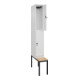 C+P Doppelstock-Spind Classic PLUS, Bank, 1 Abteil, 2120x300x815mm, 9016/9016 Verschluss Sicherheits-Drehriegel Sitzbanktyp untergebaut Material Sitzfläche Buche-Hartholz-2