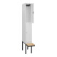 C+P Doppelstock-Spind Classic PLUS, Bank, 1 Abteil, 2120x300x815mm, 9016/9016 Verschluss Zylinderschloss Sitzbanktyp auskragend Material Sitzfläche Buche-Hartholz-2